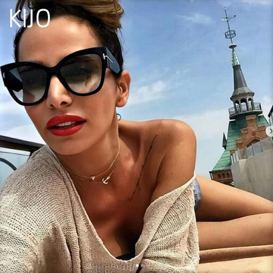 New Fashion Brand Designer Tom Cat Eye Sunglasses Women Oversized Frame Vintage Sun Glasses oculos de sol UV400--s1