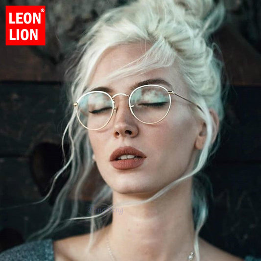 LeonLion Mirror Metal Sunglasses Women Vintage Brand Designer Flat Round Glasses UV400 Street Beat Oculos De Sol Gafas--s1